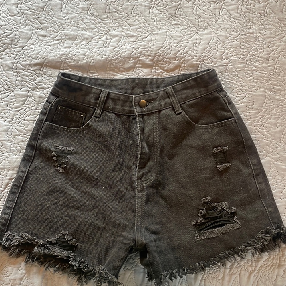 Shein High-waisted Black Jean Shorts